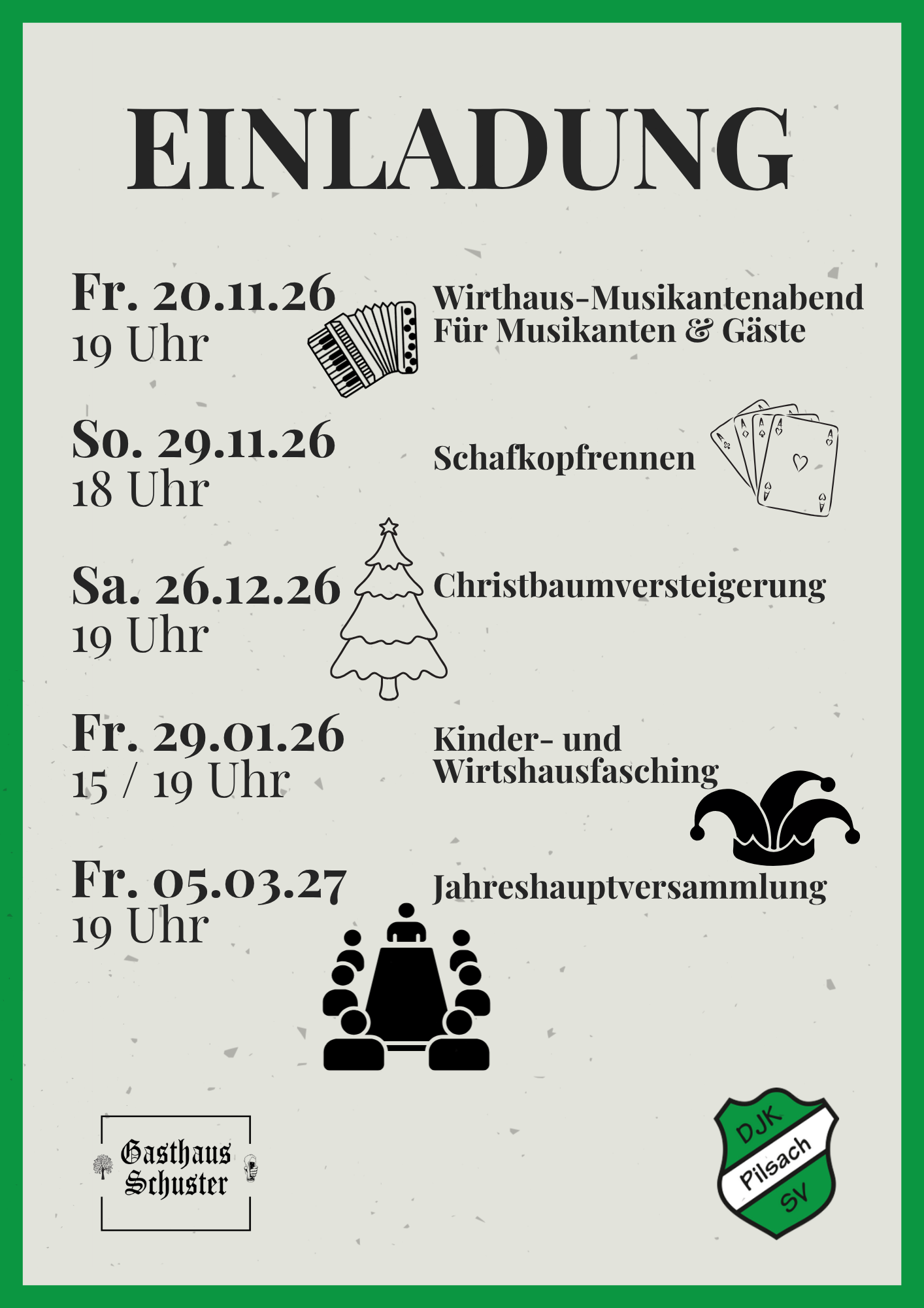 Die nächsten Vereinsveranstaltungen